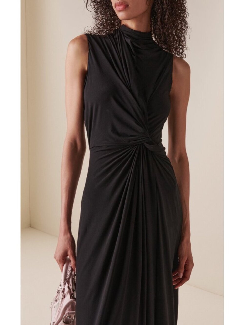 NWT Balenciaga stretch fabric long asymmetrical black dress size FR 38/ US 4-6 - Picture 2 of 12
